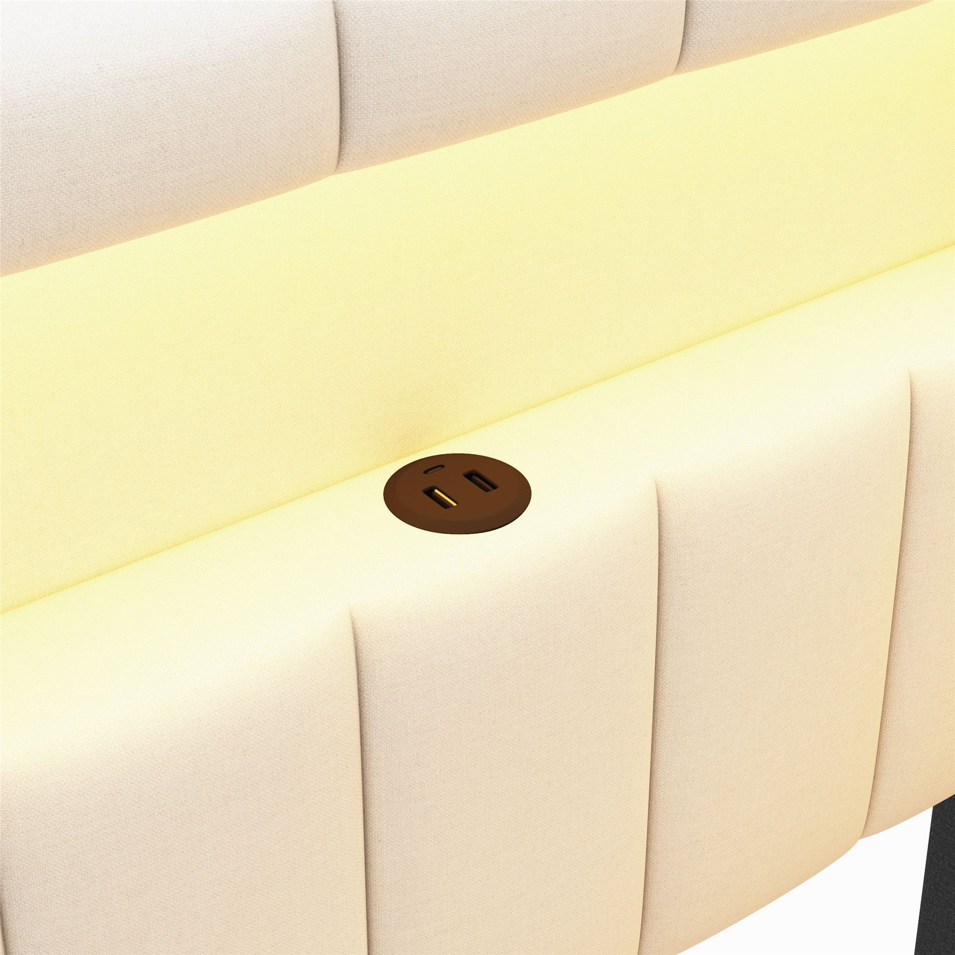 Upholstered Platform Bed With USB Ports And LED Belt - The Sleep Loft - Online Mattress Showroom NYC