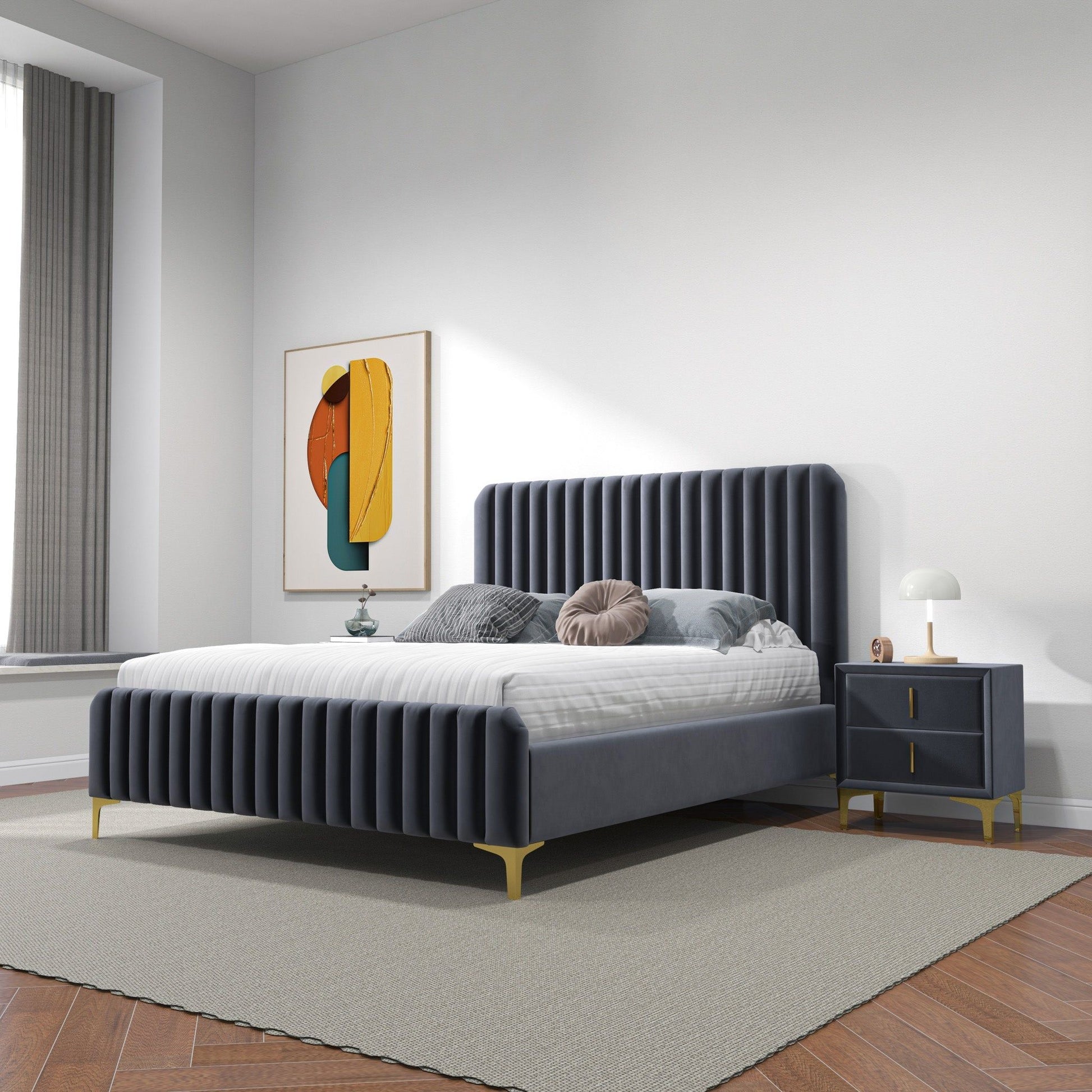 Bethany - Queen Upholstered Platform Bed - Gray - The Sleep Loft - Online Mattress Showroom NYC
