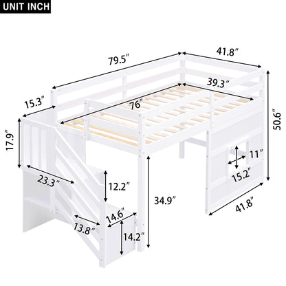 Loft Bed With Storage Staircase, Window & LED Light - The Sleep Loft - Online Mattress Showroom NYC