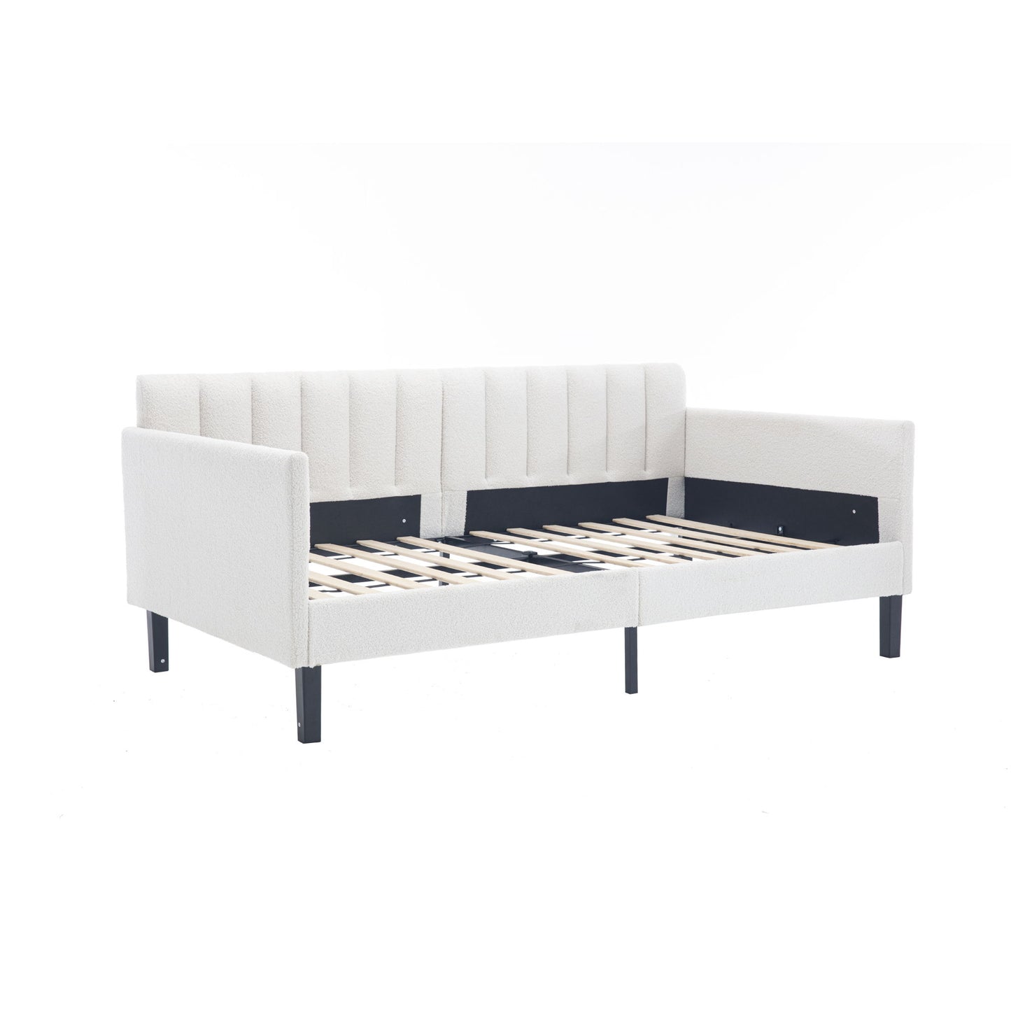 Elena - Boucle Upholstered Daybed, Ribbed Tufted Backrest - The Sleep Loft - Online Mattress Showroom NYC
