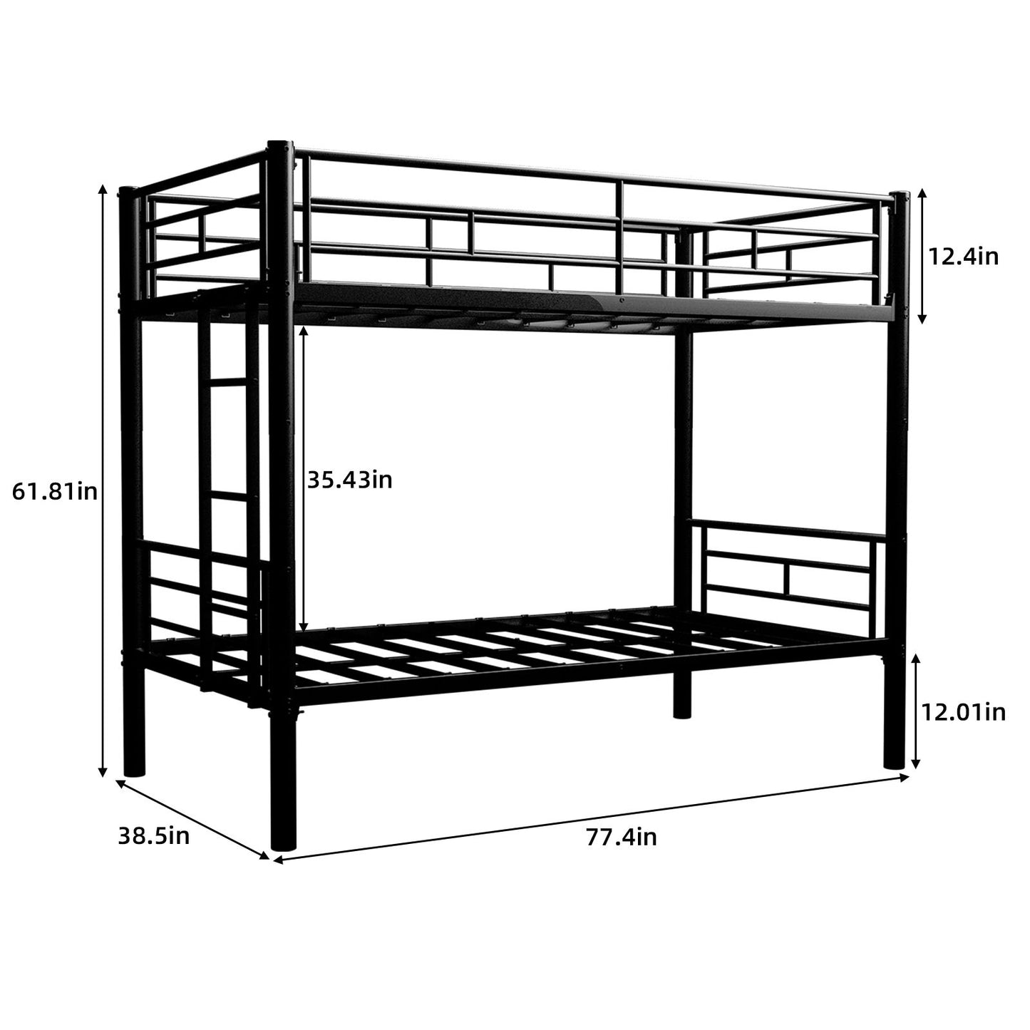 Metal Bunk Bed For Kids, Convertible Bedframe With Ladders & Guardrail - The Sleep Loft - Online Mattress Showroom NYC