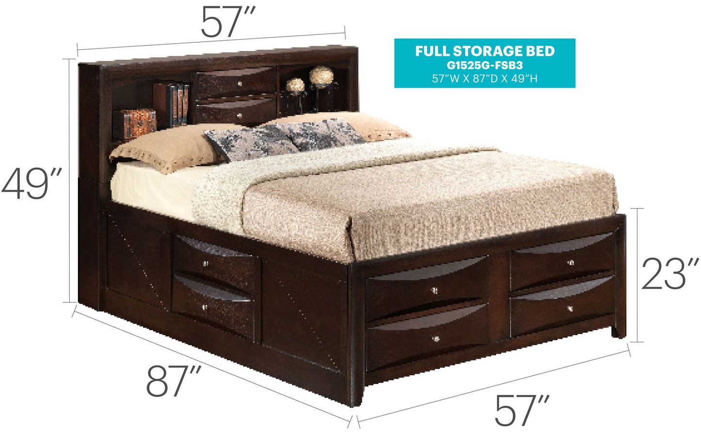 Marilla - Storage Bed With Bookcase Headboard - The Sleep Loft - Online Mattress Showroom NYC