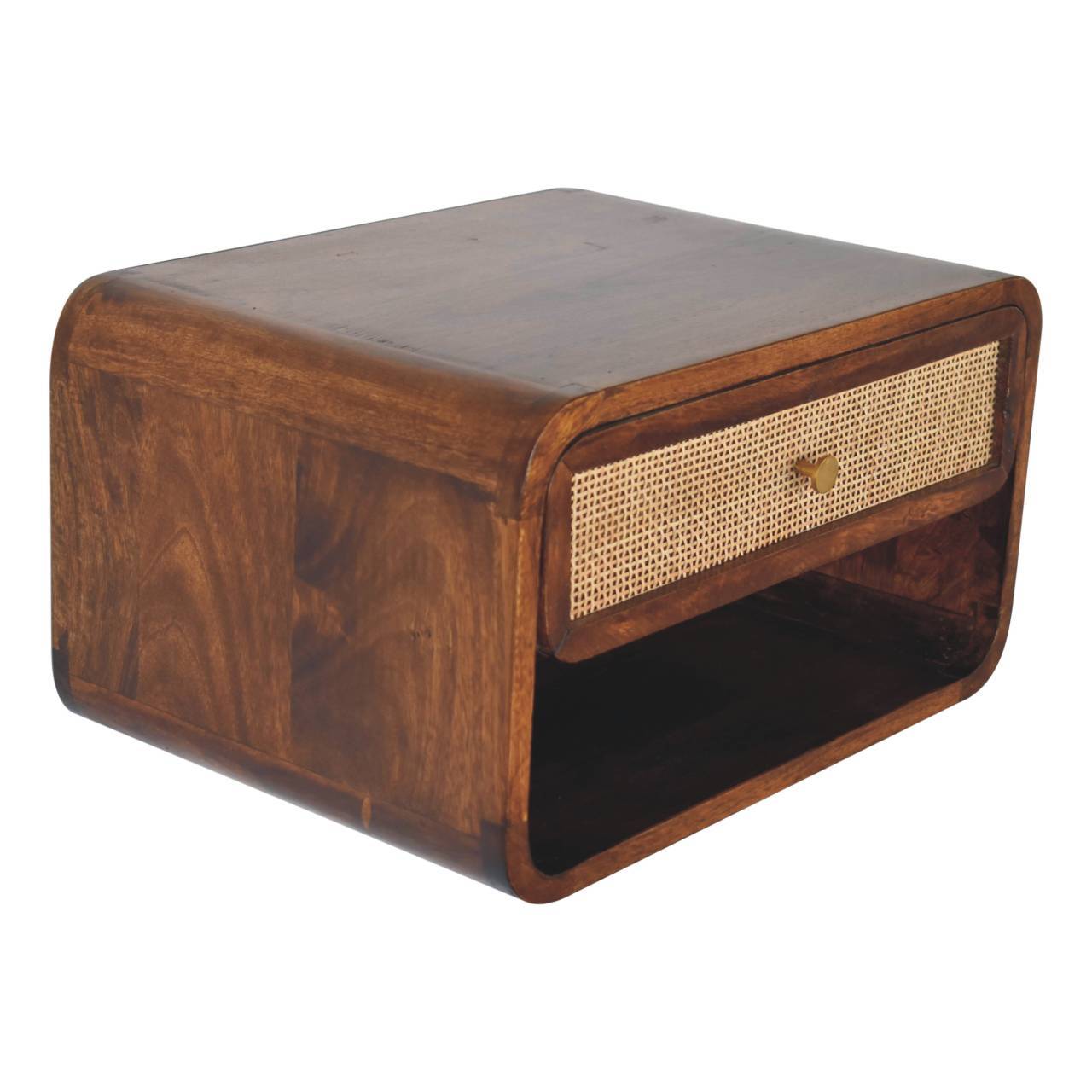Wall Mounted Open Woven Bedside Table - Chestnut - The Sleep Loft - Online Mattress Showroom NYC