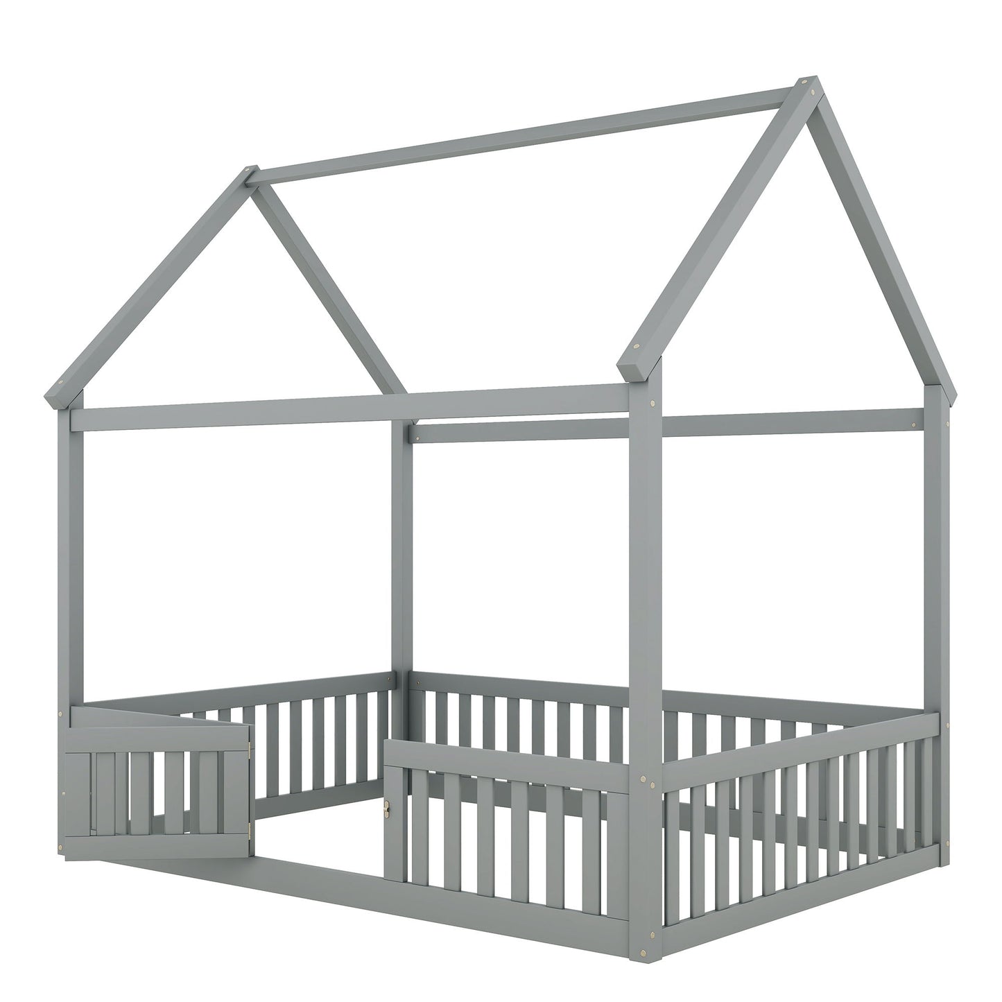 Wood House Bed With Fence And Door - The Sleep Loft - Online Mattress Showroom NYC