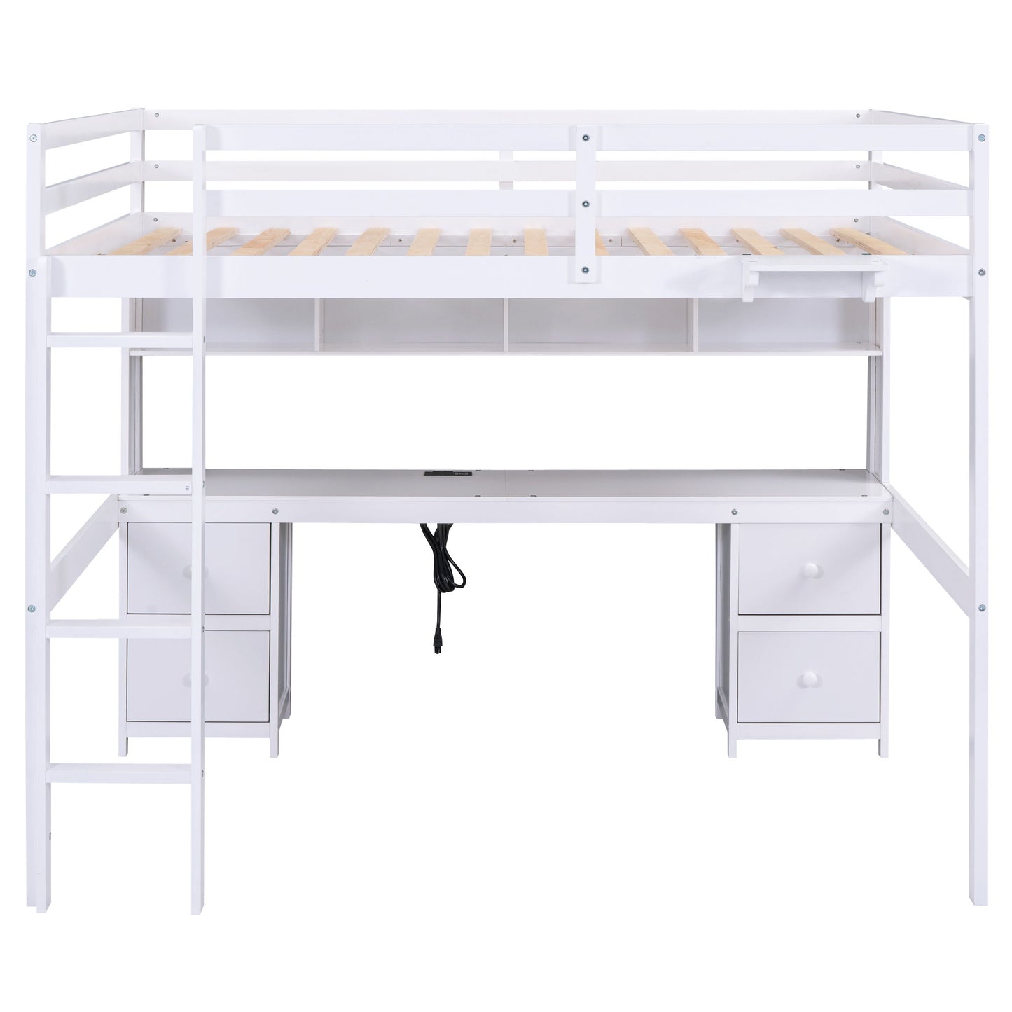 Loft Bed With Desk, Cabinets, Drawers, Charging Station And Bedside Tray - The Sleep Loft - Online Mattress Showroom NYC