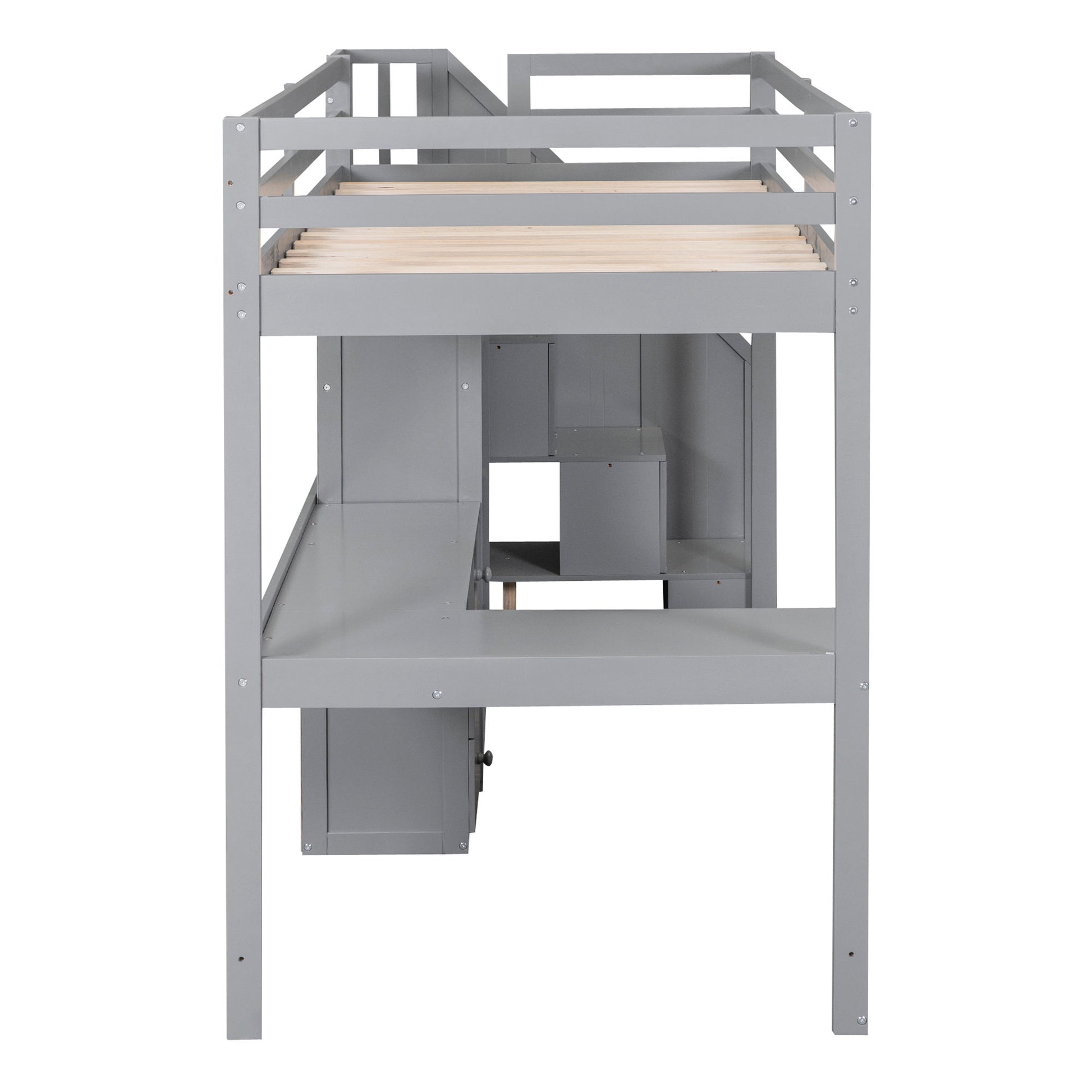 Loft Bed With L Shaped Desk, Drawers, Cabinet, And Storage Staircase - The Sleep Loft - Online Mattress Showroom NYC