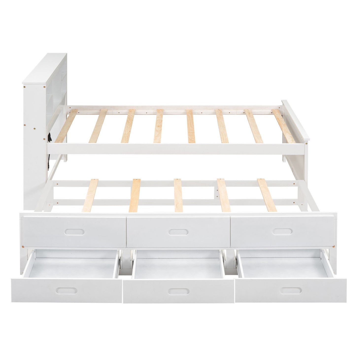 Platform Bed With Storage Headboard, USB, Trundle And 3 Drawers - The Sleep Loft - Online Mattress Showroom NYC