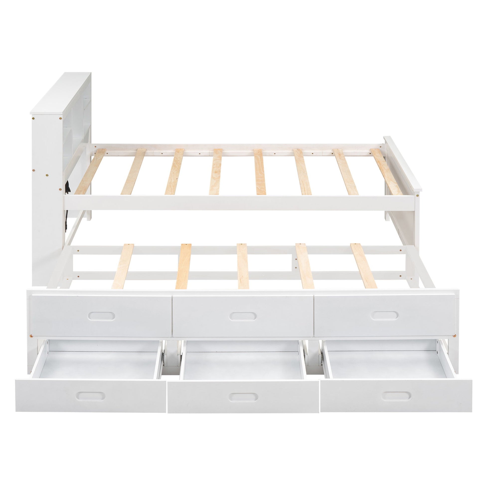 Platform Bed With Storage Headboard, USB, Trundle And 3 Drawers - The Sleep Loft - Online Mattress Showroom NYC
