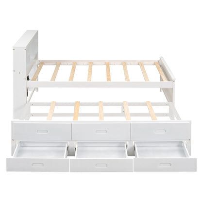 Platform Bed With Storage Headboard, USB, Trundle And 3 Drawers - The Sleep Loft - Online Mattress Showroom NYC