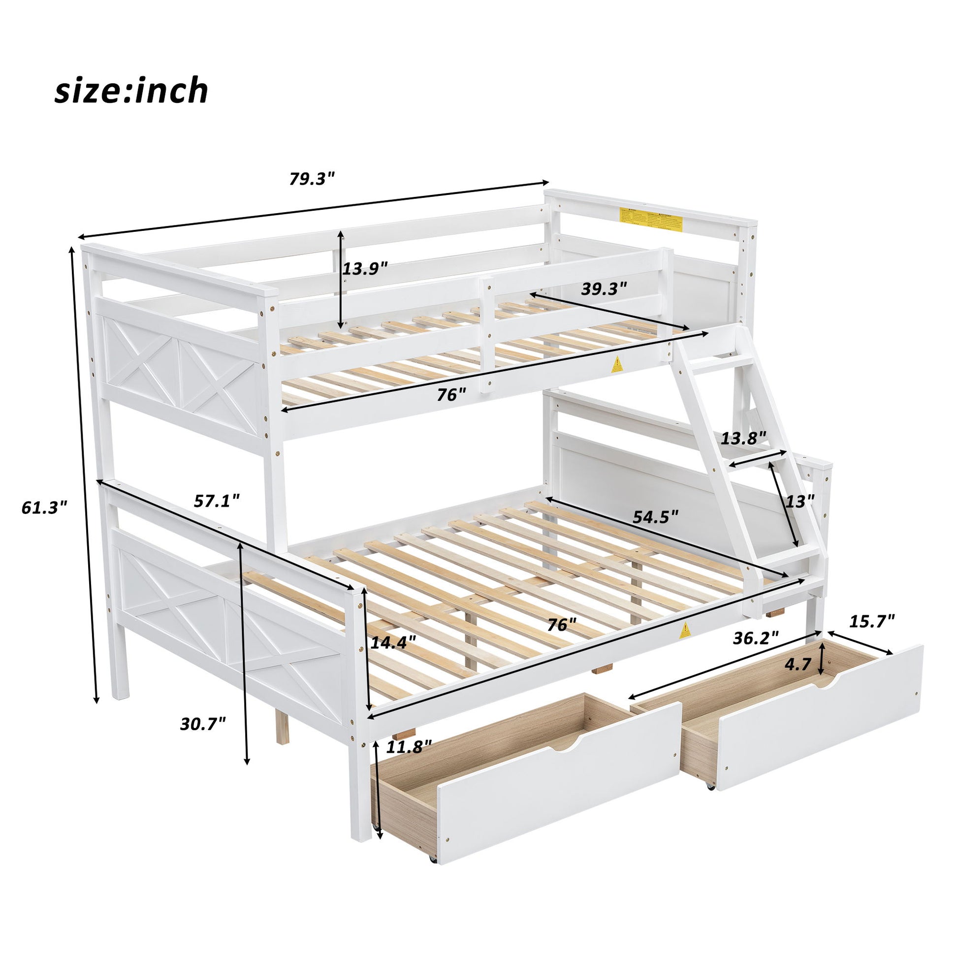 Bunk Bed With Ladder And Safety Guardrail - The Sleep Loft - Online Mattress Showroom NYC