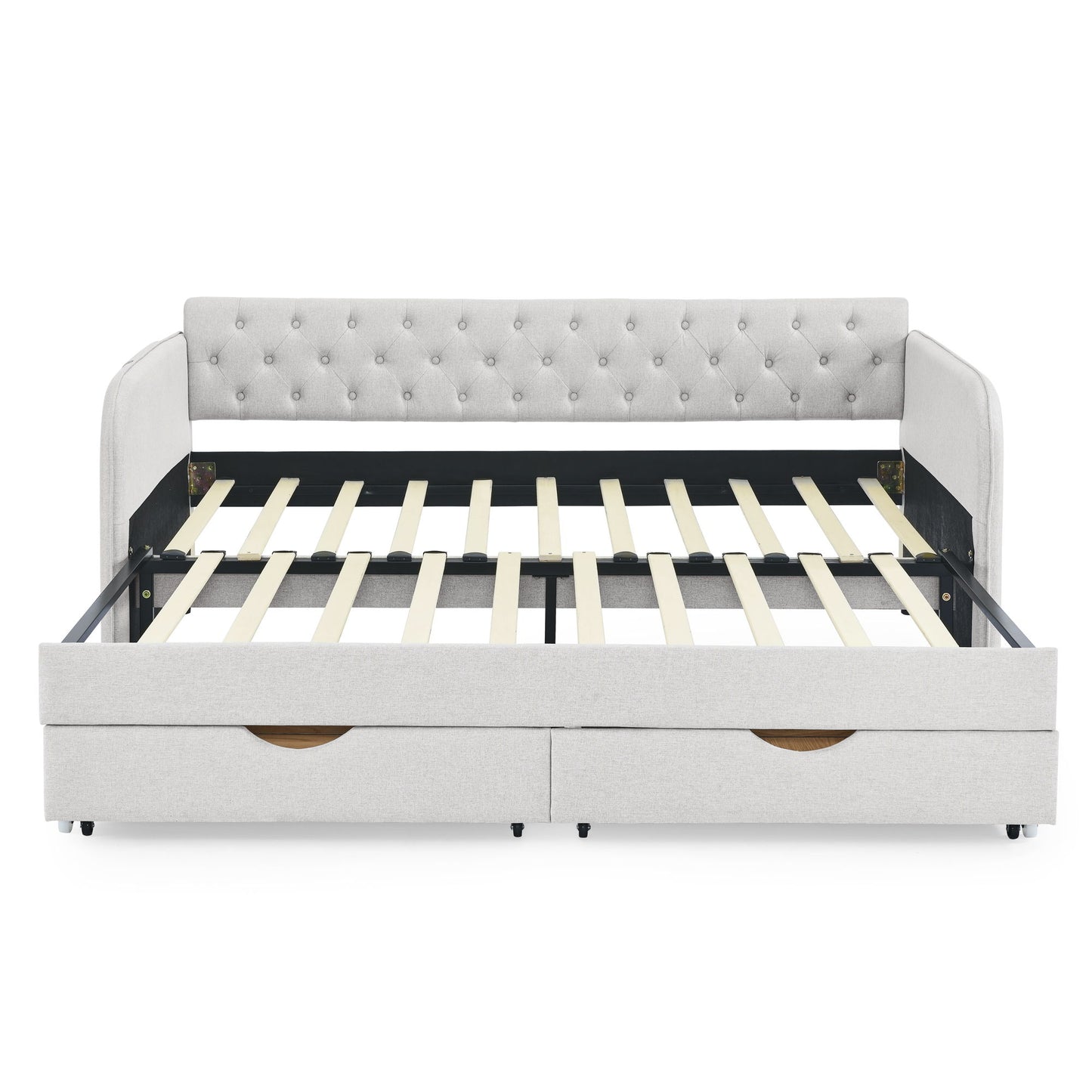 Daybed With Trundle And Storage Drawers, Flat Arms With Pocket - The Sleep Loft - Online Mattress Showroom NYC