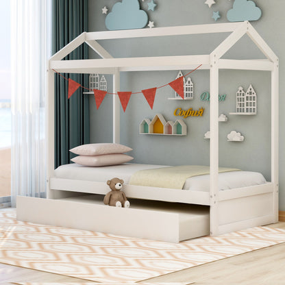 House Bed With Trundle In, Twin Size - White - The Sleep Loft - Online Mattress Showroom NYC