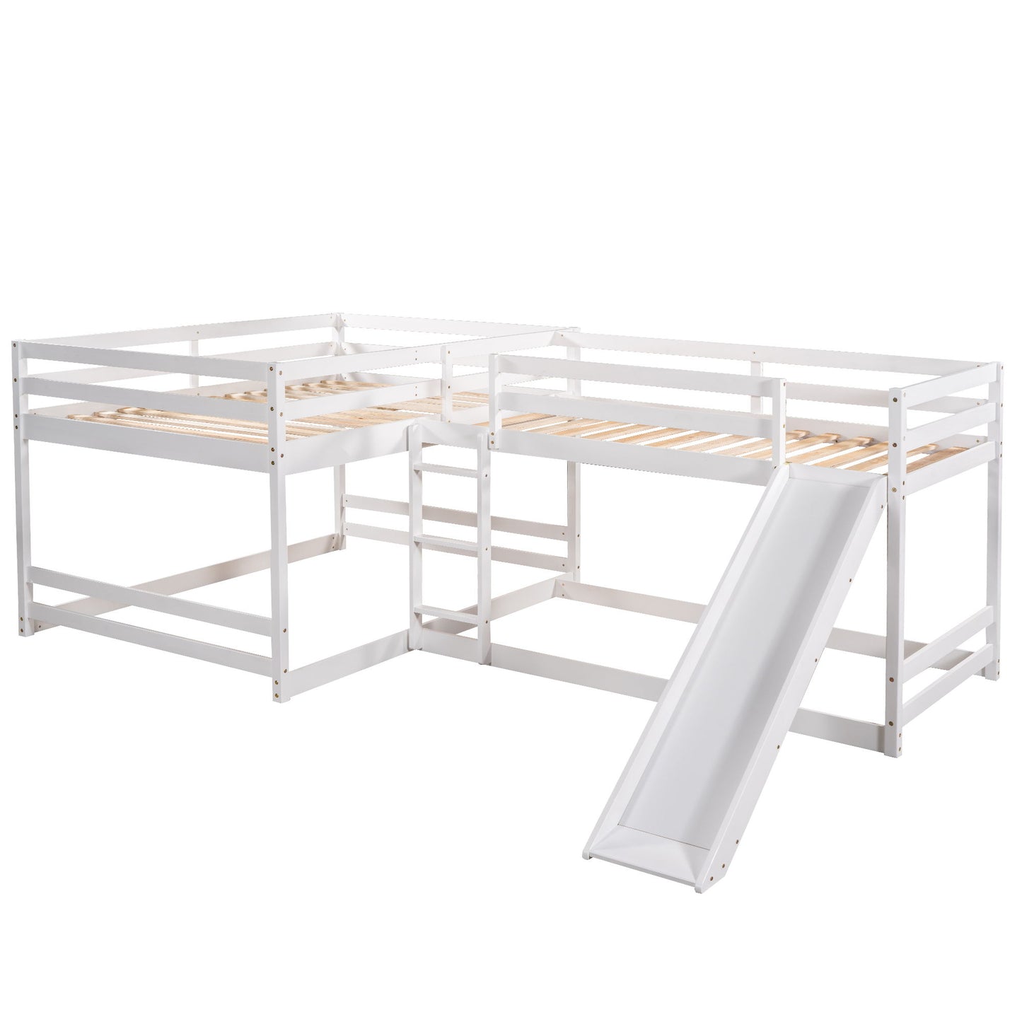 L-Shaped Bunk Bed With Slide And Short Ladder - The Sleep Loft - Online Mattress Showroom NYC
