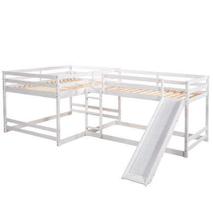 L-Shaped Bunk Bed With Slide And Short Ladder - The Sleep Loft - Online Mattress Showroom NYC