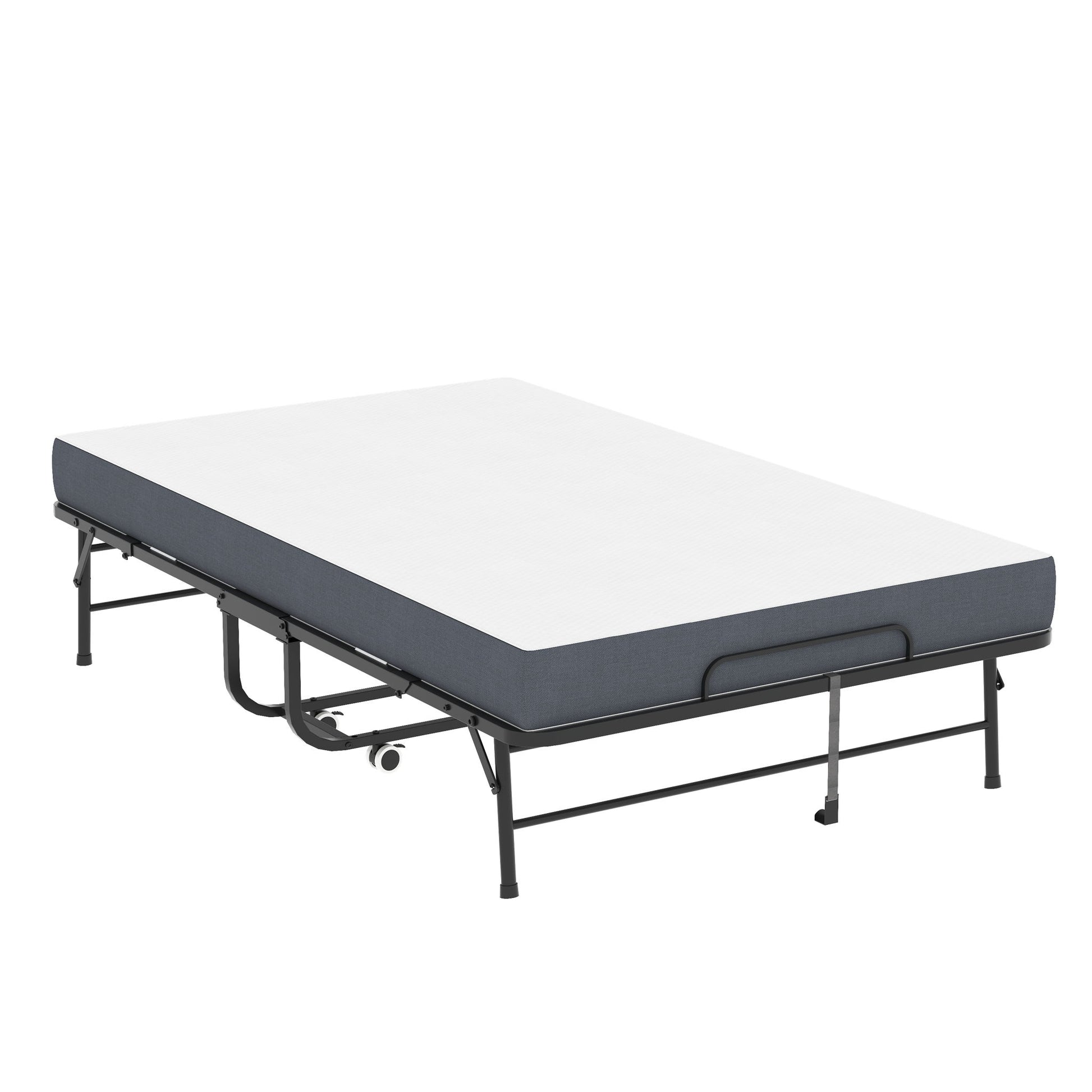 Twin Wide Folding Bed For Tall People, Extra Long & Wide Rollaway With Memory Foam, Heavy-Duty - Black - The Sleep Loft - Online Mattress Showroom NYC