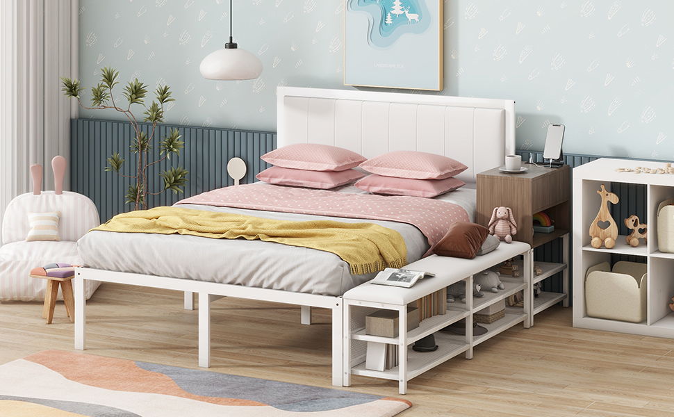 Platform Bed With 2 Tier Storage Shelves, Storage Cabinet - The Sleep Loft - Online Mattress Showroom NYC
