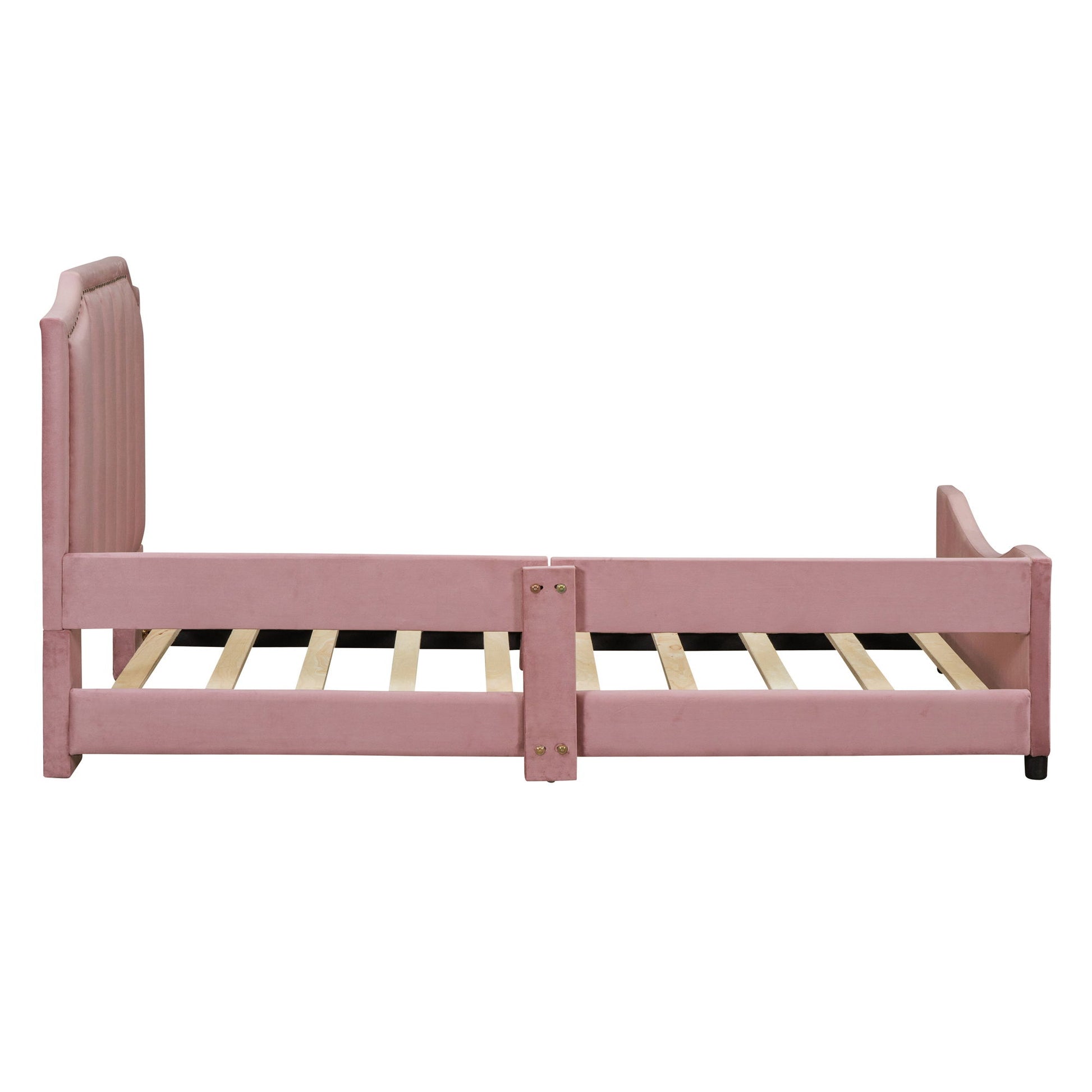 Upholstered Daybed With Classic Stripe Shaped Headboard - The Sleep Loft - Online Mattress Showroom NYC