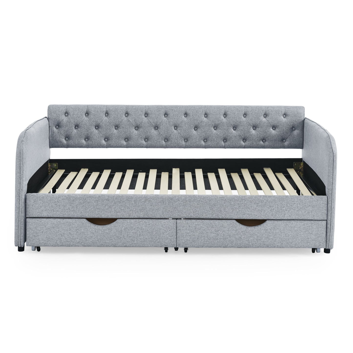 Daybed With Trundle And Storage Drawers, Flat Arms With Pocket - The Sleep Loft - Online Mattress Showroom NYC