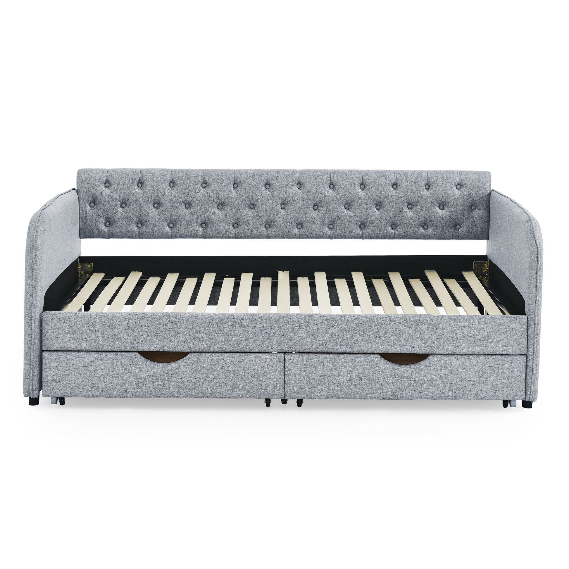 Daybed With Trundle And Storage Drawers, Flat Arms With Pocket - The Sleep Loft - Online Mattress Showroom NYC