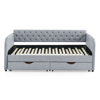 Daybed With Trundle And Storage Drawers, Flat Arms With Pocket - The Sleep Loft - Online Mattress Showroom NYC