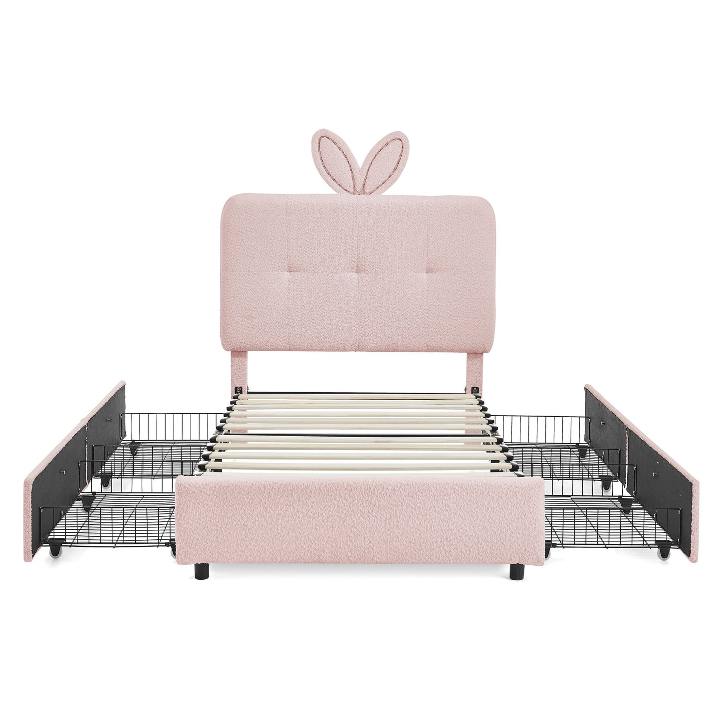 Upholstered Bed With Oversized Rabbit Ear Headboard, LED Lights & 4 Storage Drawers - The Sleep Loft - Online Mattress Showroom NYC
