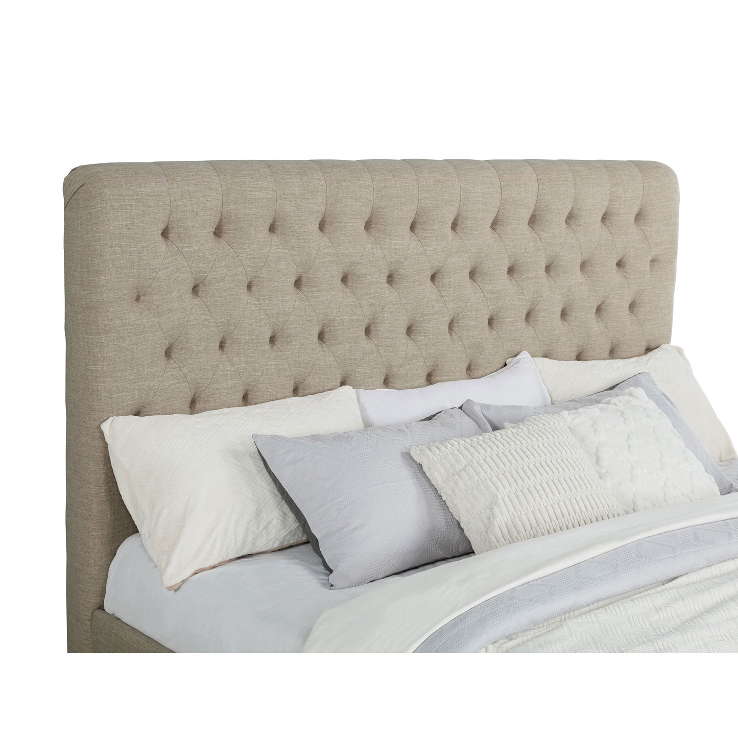 Copper - Eastern King Panel Bed With Tufted Design - Oatmeal - The Sleep Loft - Online Mattress Showroom NYC
