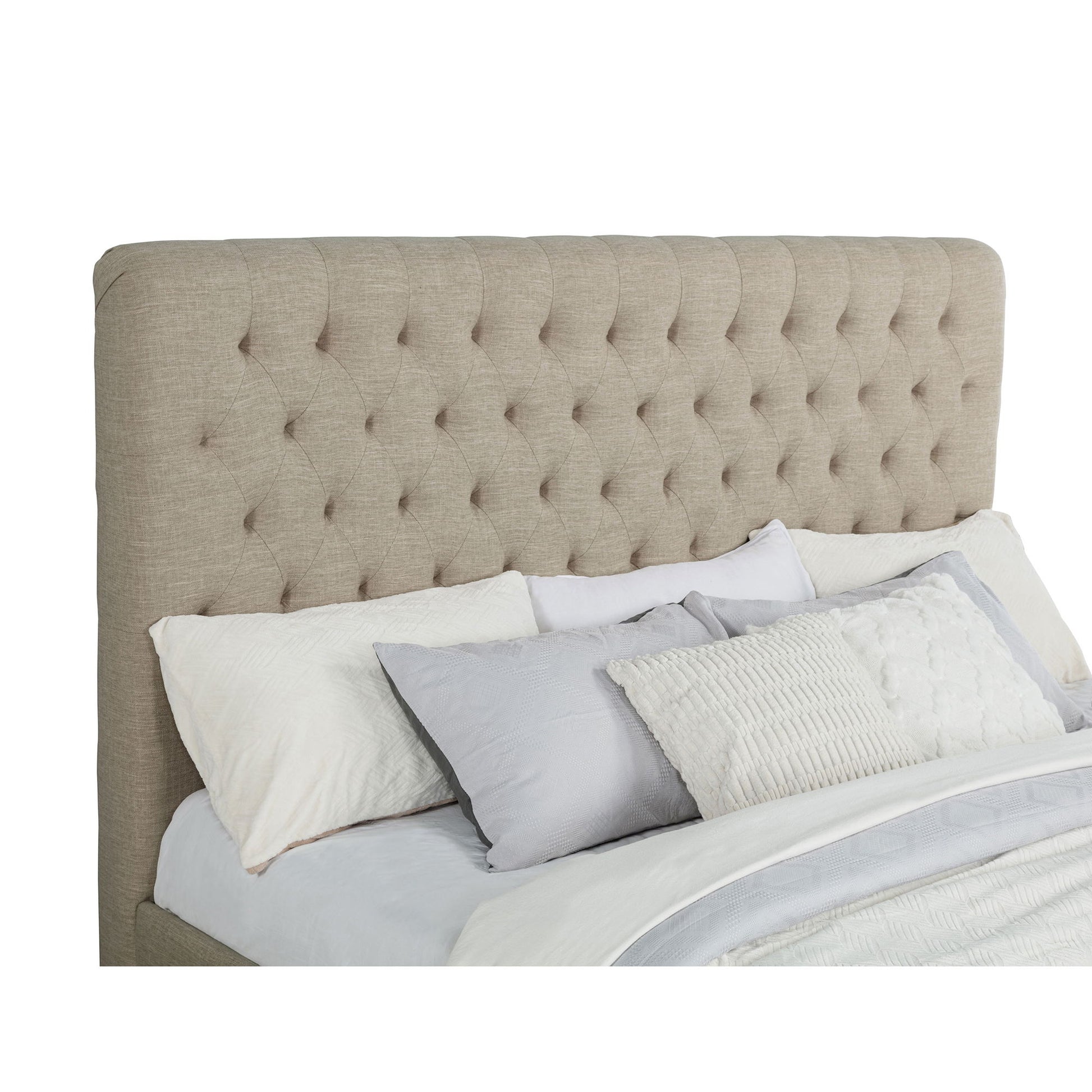 Copper - Eastern King Panel Bed With Tufted Design - Oatmeal - The Sleep Loft - Online Mattress Showroom NYC