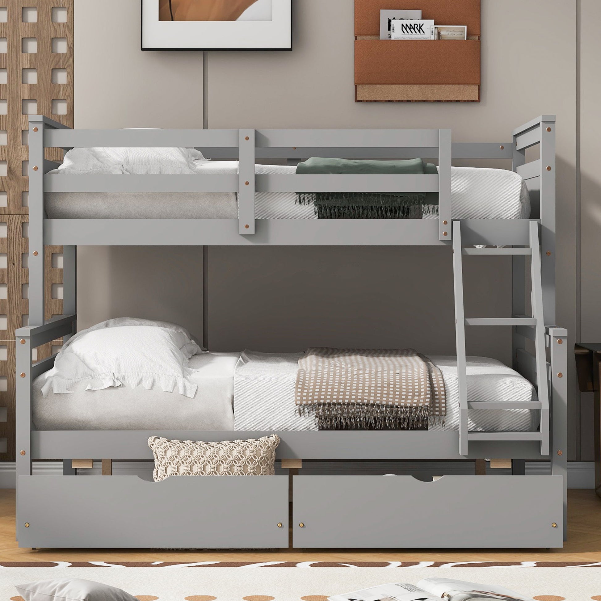 Bunk Bed With Ladder And Safety Guardrail - The Sleep Loft - Online Mattress Showroom NYC