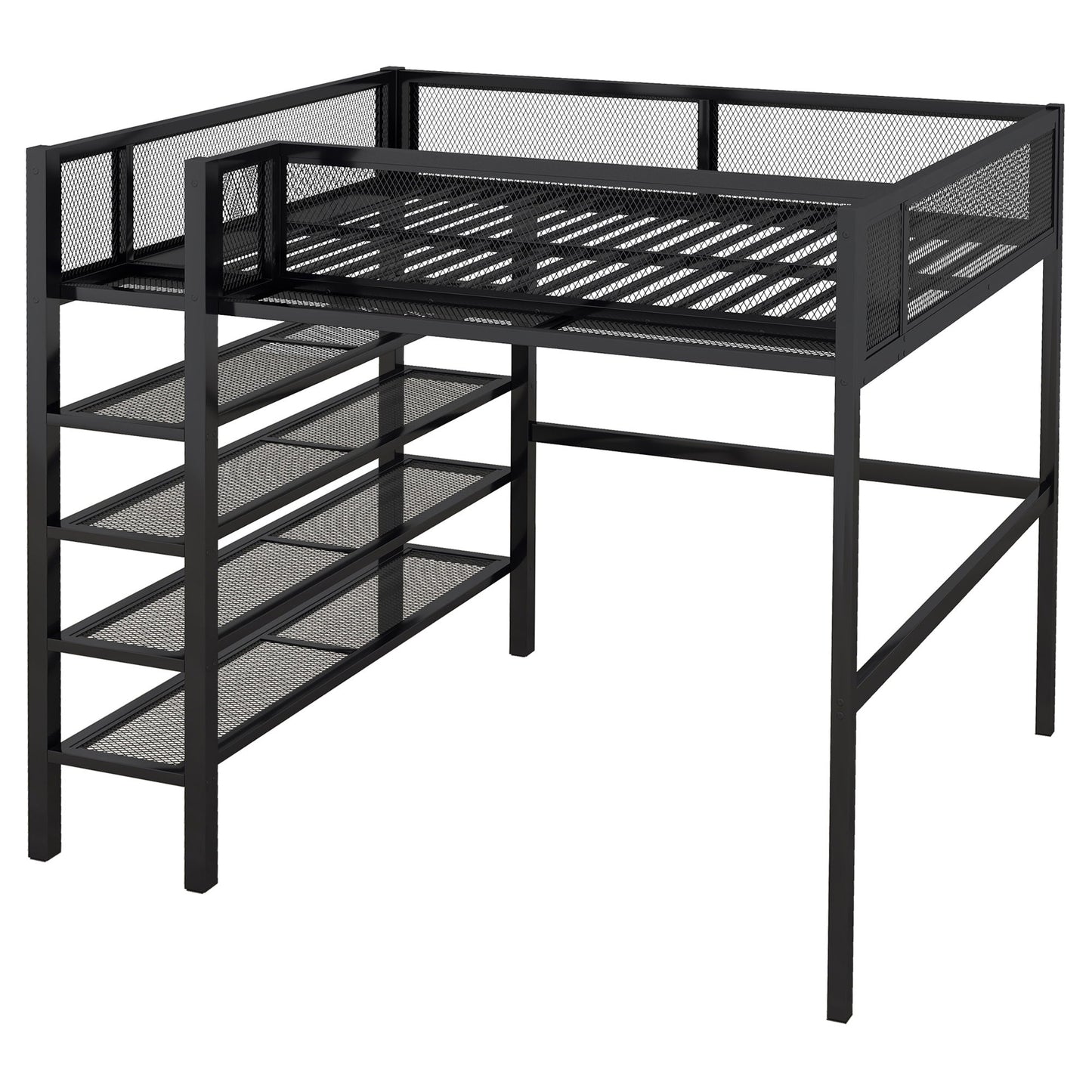 Loft Bed With 4 Tier Shelves And Storage - The Sleep Loft - Online Mattress Showroom NYC