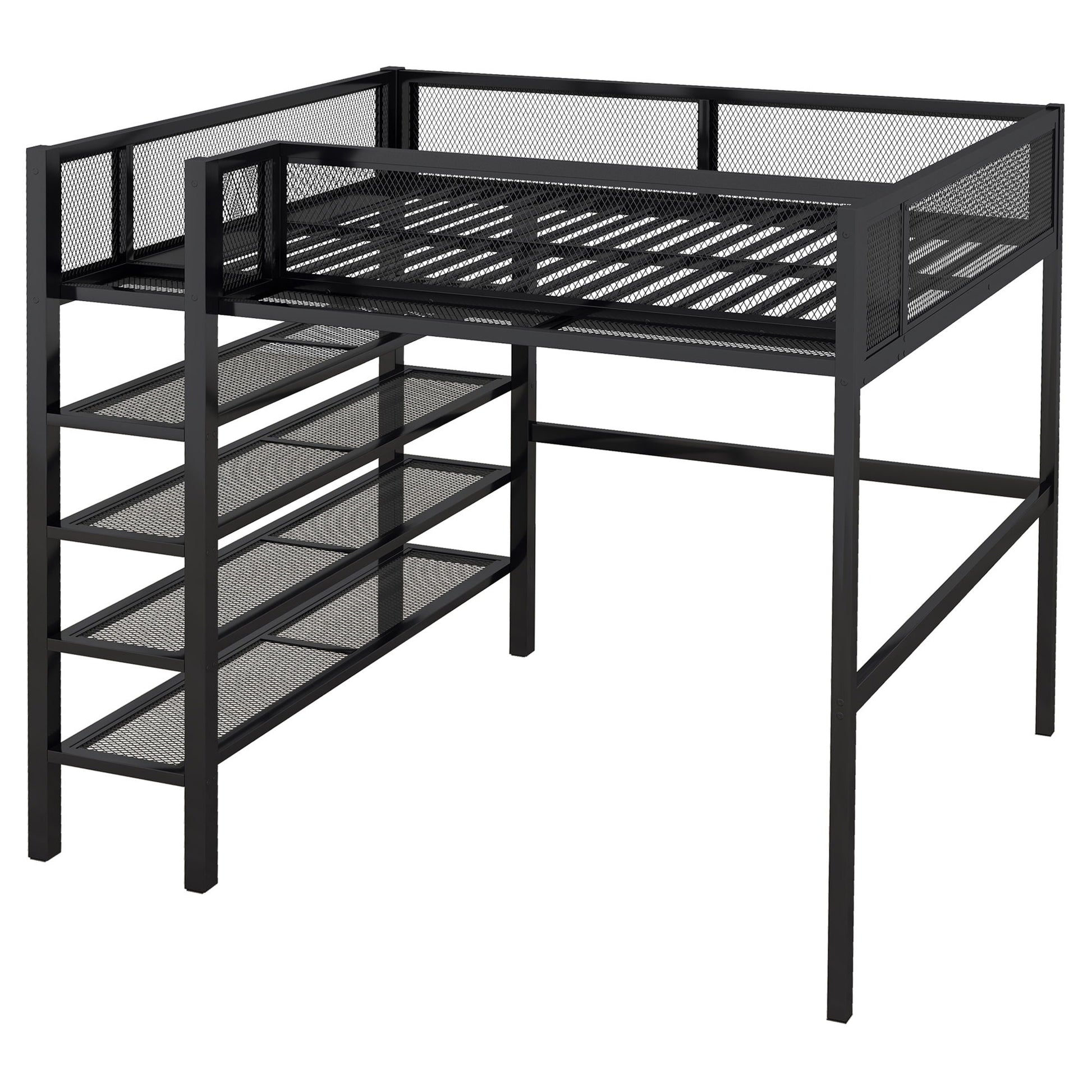 Loft Bed With 4 Tier Shelves And Storage - The Sleep Loft - Online Mattress Showroom NYC