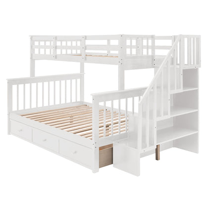Stairway Bunk Bed With Storage And Guard Rail For Bedroom - The Sleep Loft - Online Mattress Showroom NYC