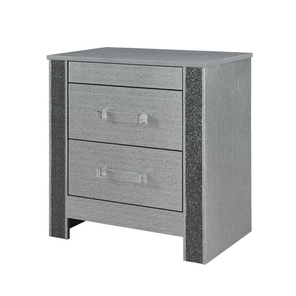 Lorenzo - Nightstand With Hidden Compartment And Handles - Silver - The Sleep Loft - Online Mattress Showroom NYC