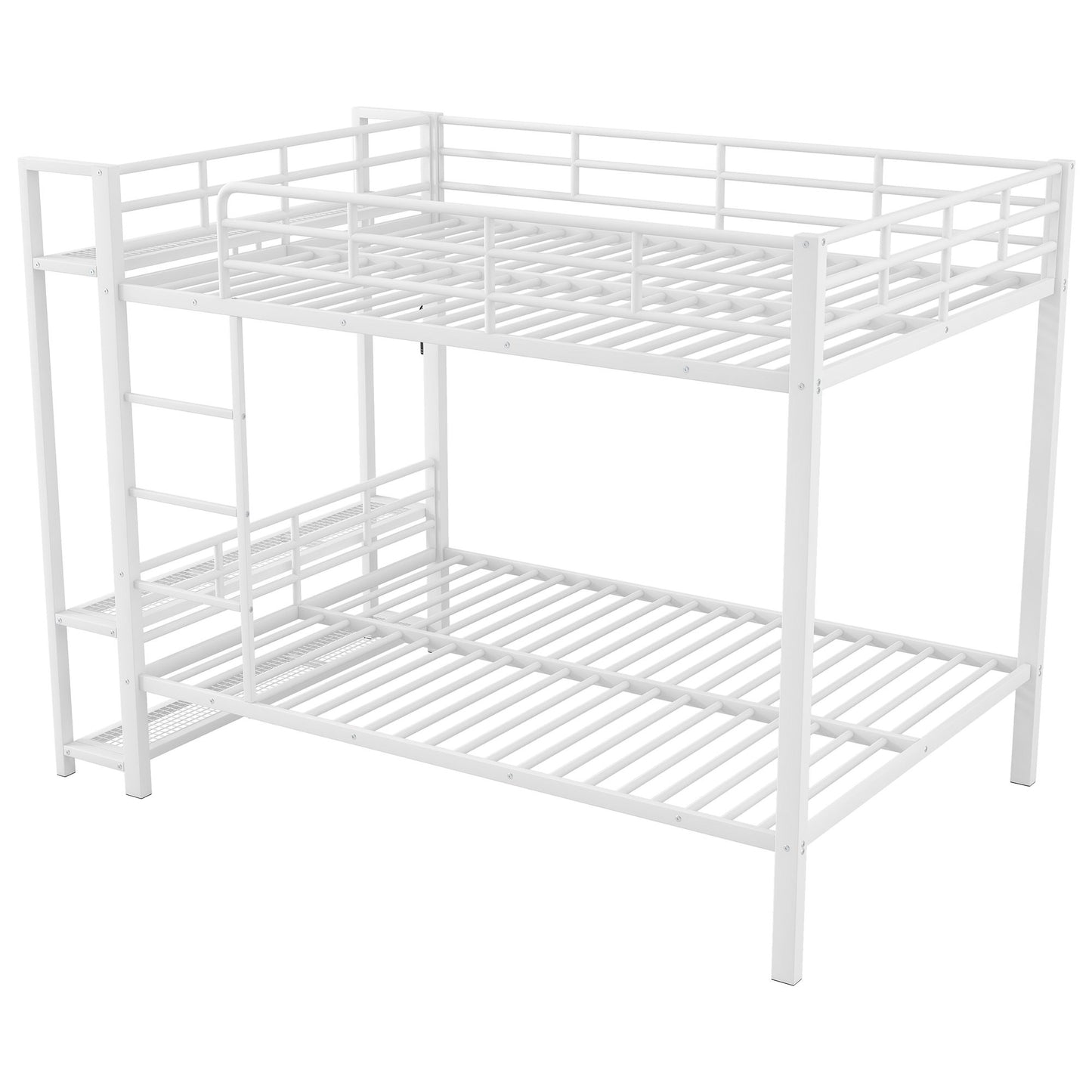 Bunk Bed With Storage Shelves, Clothes Hooks, LED Light - The Sleep Loft - Online Mattress Showroom NYC