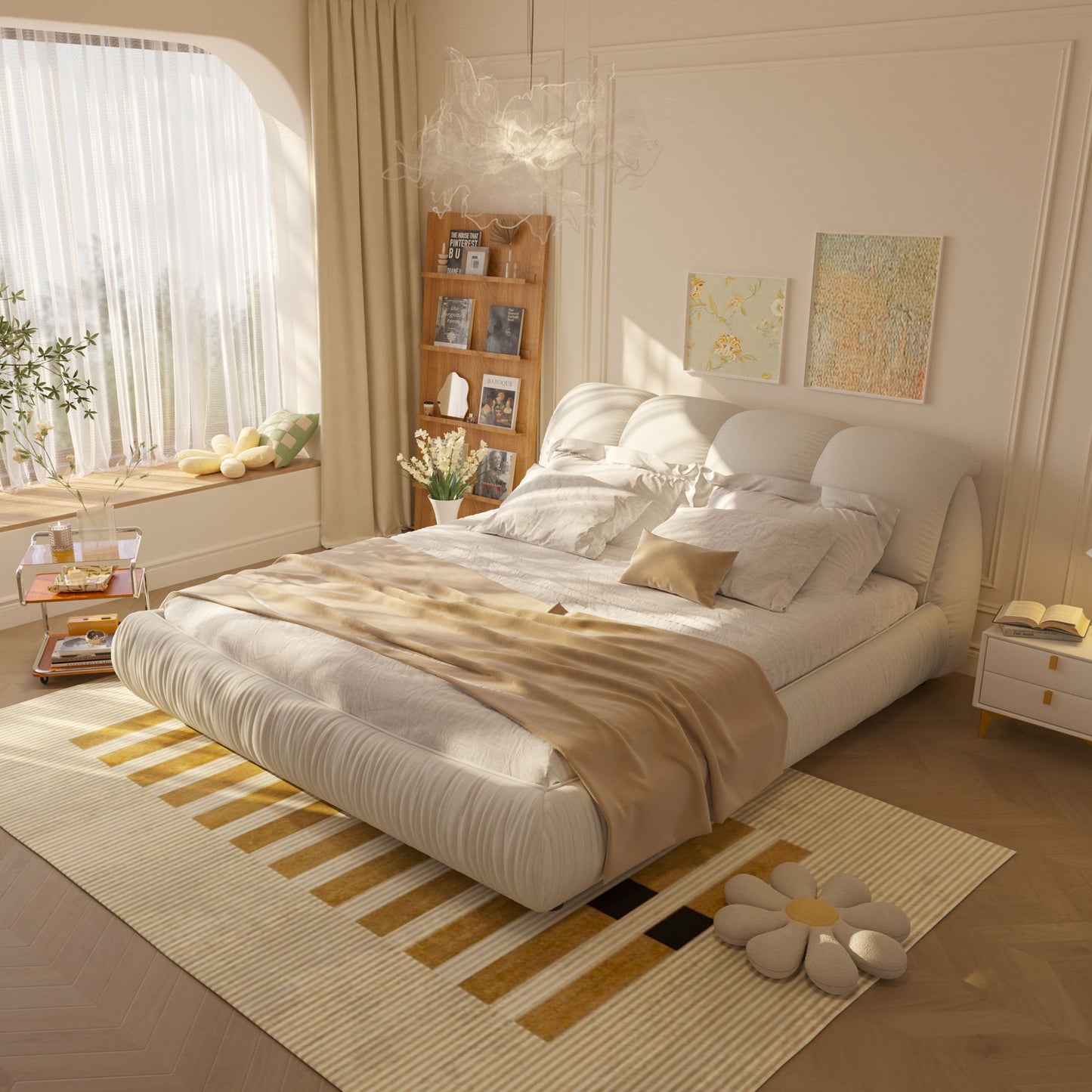 Luxury Upholstered Platform Bed With Oversized Padded Backrest And Solid Wood Frame - The Sleep Loft - Online Mattress Showroom NYC