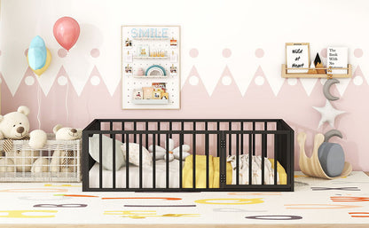 Metal Floor Bed Frame With Fence And Door - The Sleep Loft - Online Mattress Showroom NYC