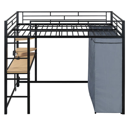 Loft Bed With Desk, Shelves, Power Outlet, LED Light And Wardrobe - The Sleep Loft - Online Mattress Showroom NYC