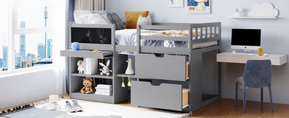 Low Loft Bed With Rolling Desk, Shelf And Drawers - The Sleep Loft - Online Mattress Showroom NYC