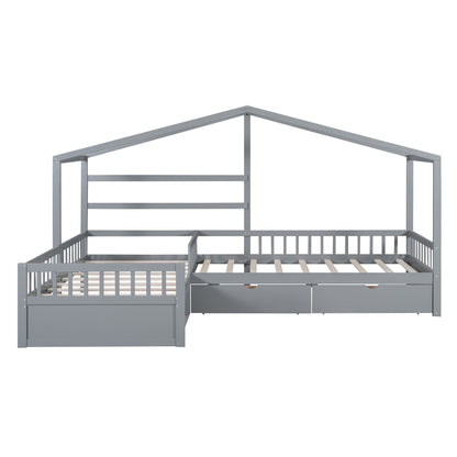 L Shape Platform Bed With 3 Storage Drawers - The Sleep Loft - Online Mattress Showroom NYC