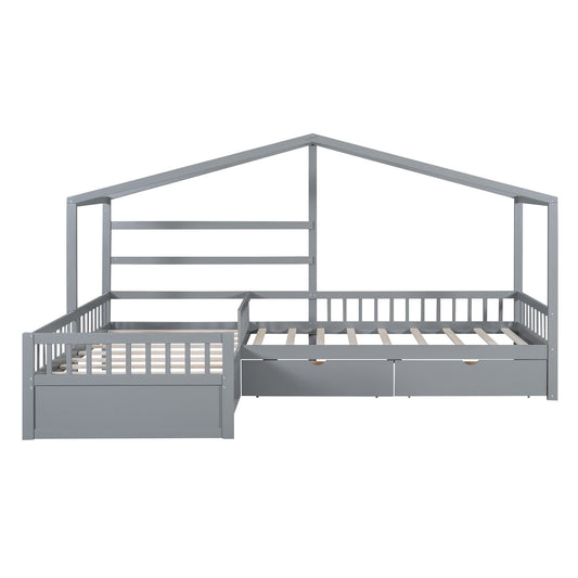 L Shape Platform Bed With 3 Storage Drawers - The Sleep Loft - Online Mattress Showroom NYC
