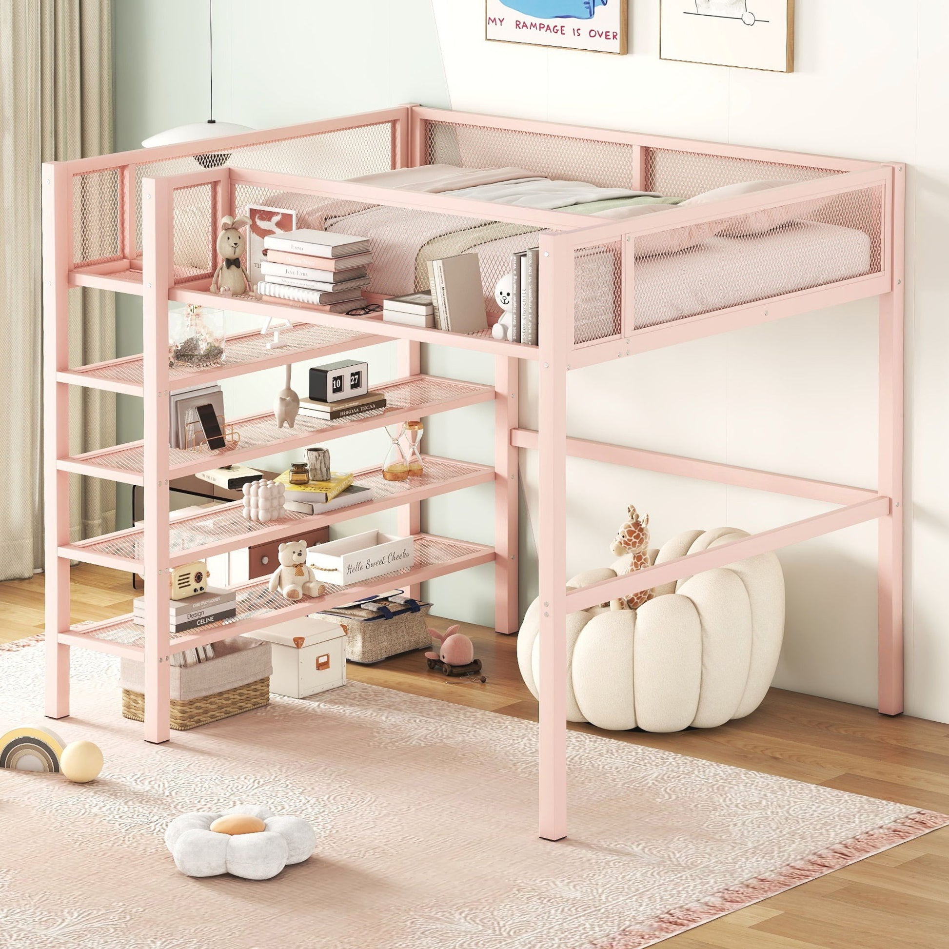 Loft Bed With 4 Tier Shelves And Storage - The Sleep Loft - Online Mattress Showroom NYC