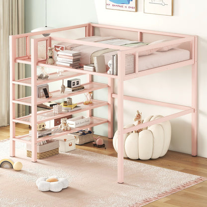 Loft Bed With 4 Tier Shelves And Storage - The Sleep Loft - Online Mattress Showroom NYC
