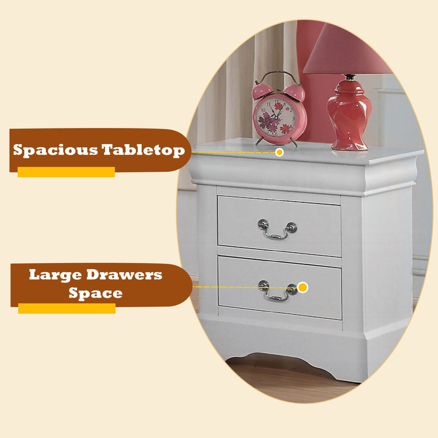 Louis Philippe III - Sleek Design Nightstand - The Sleep Loft - Online Mattress Showroom NYC