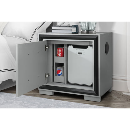 Adelaide - Nightstand With Cooler And Speaker - Gray / Black - The Sleep Loft - Online Mattress Showroom NYC