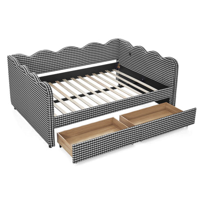 Gingham Daybed With USB Charging Port, Wave-Shaped Design - The Sleep Loft - Online Mattress Showroom NYC