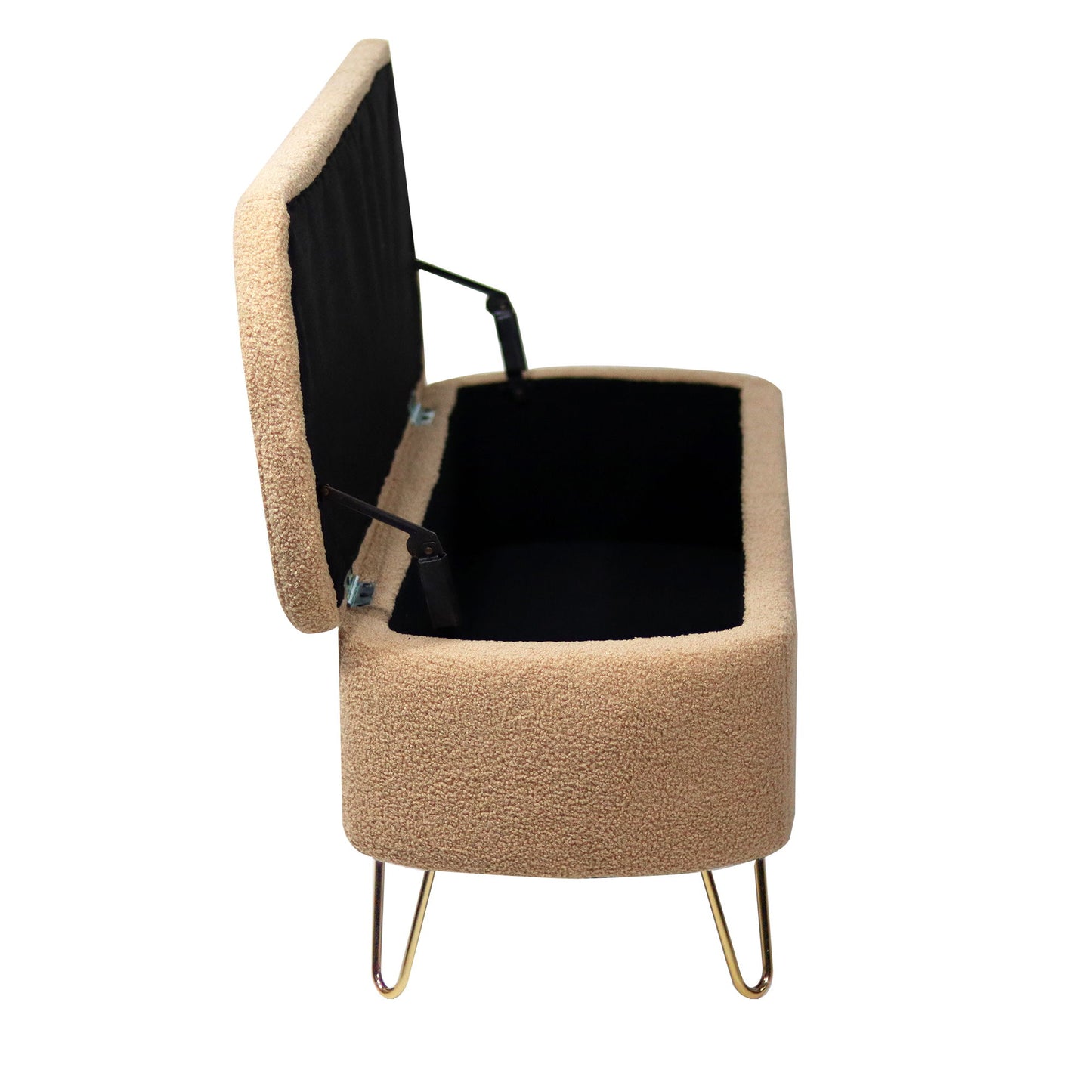 Storage Ottoman Bench For End Of Bed Legs, Modern Camel Faux Fur Entryway Bench Upholstered Padded With Storage For Living Room Bedroom - The Sleep Loft - Online Mattress Showroom NYC