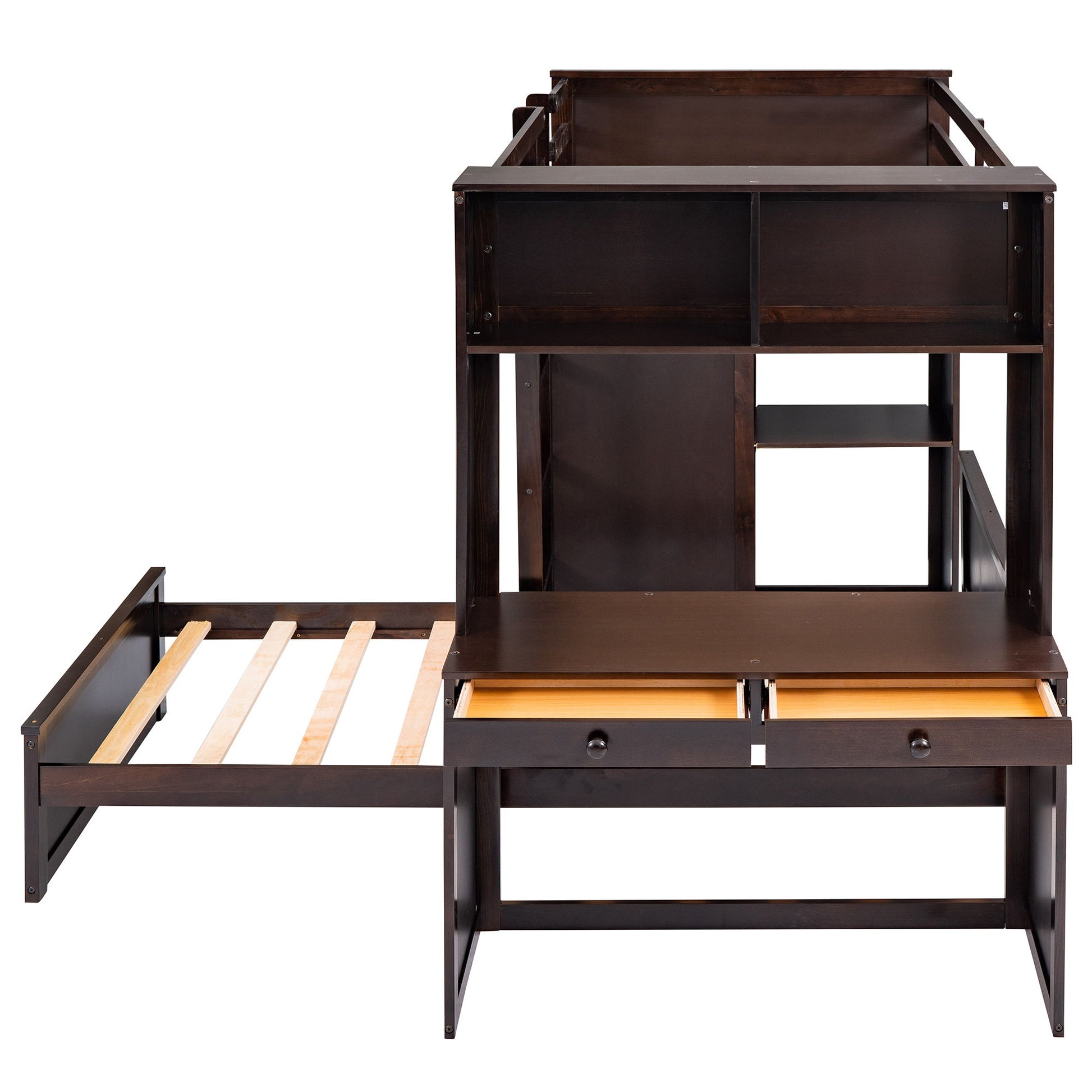 Loft Bed With A Stand Alone Bed, Shelves, Desk, And Wardrobe - The Sleep Loft - Online Mattress Showroom NYC