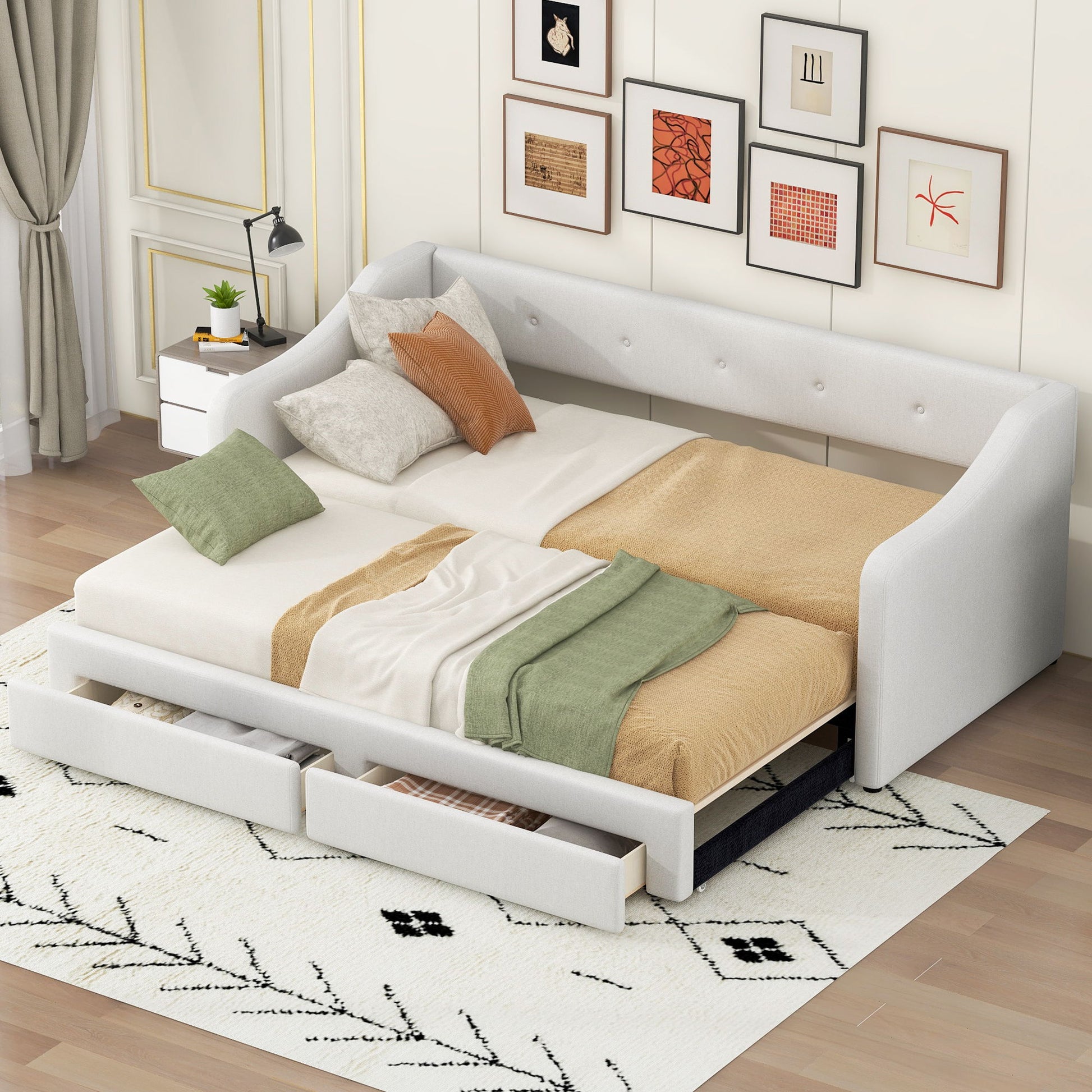 Upholstered Daybed With 2 Drawers - The Sleep Loft - Online Mattress Showroom NYC