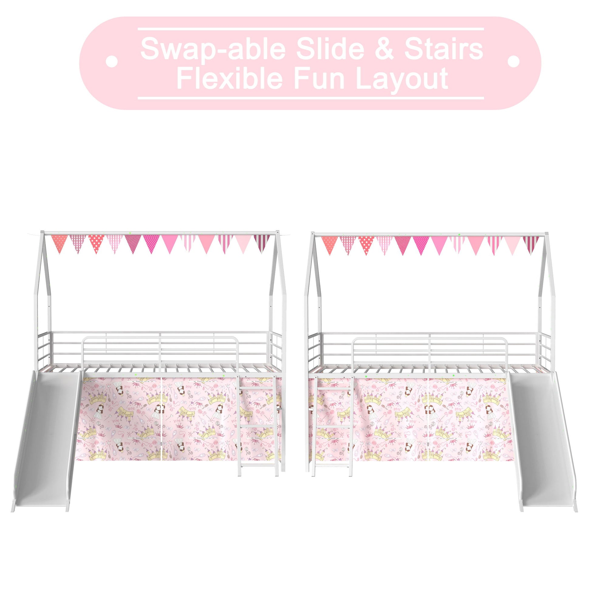 Jack - House Loft Bed With Slide And Curtain Set - The Sleep Loft - Online Mattress Showroom NYC