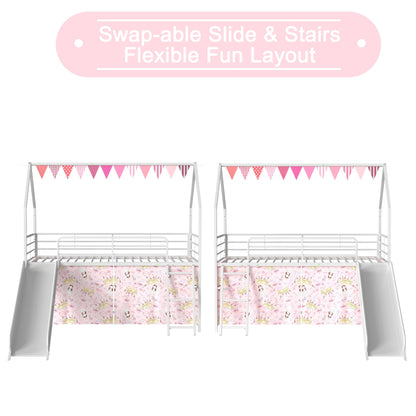 Jack - House Loft Bed With Slide And Curtain Set - The Sleep Loft - Online Mattress Showroom NYC