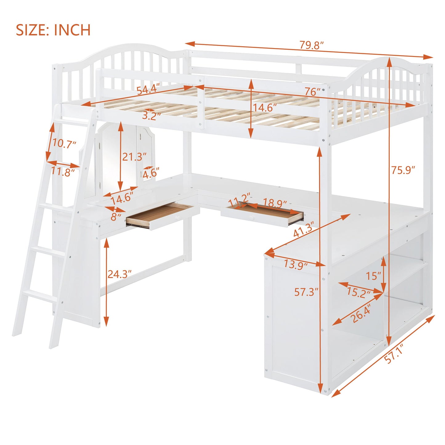 Loft Bed With Drawers, Cabinet, Shelves With Desk - The Sleep Loft - Online Mattress Showroom NYC